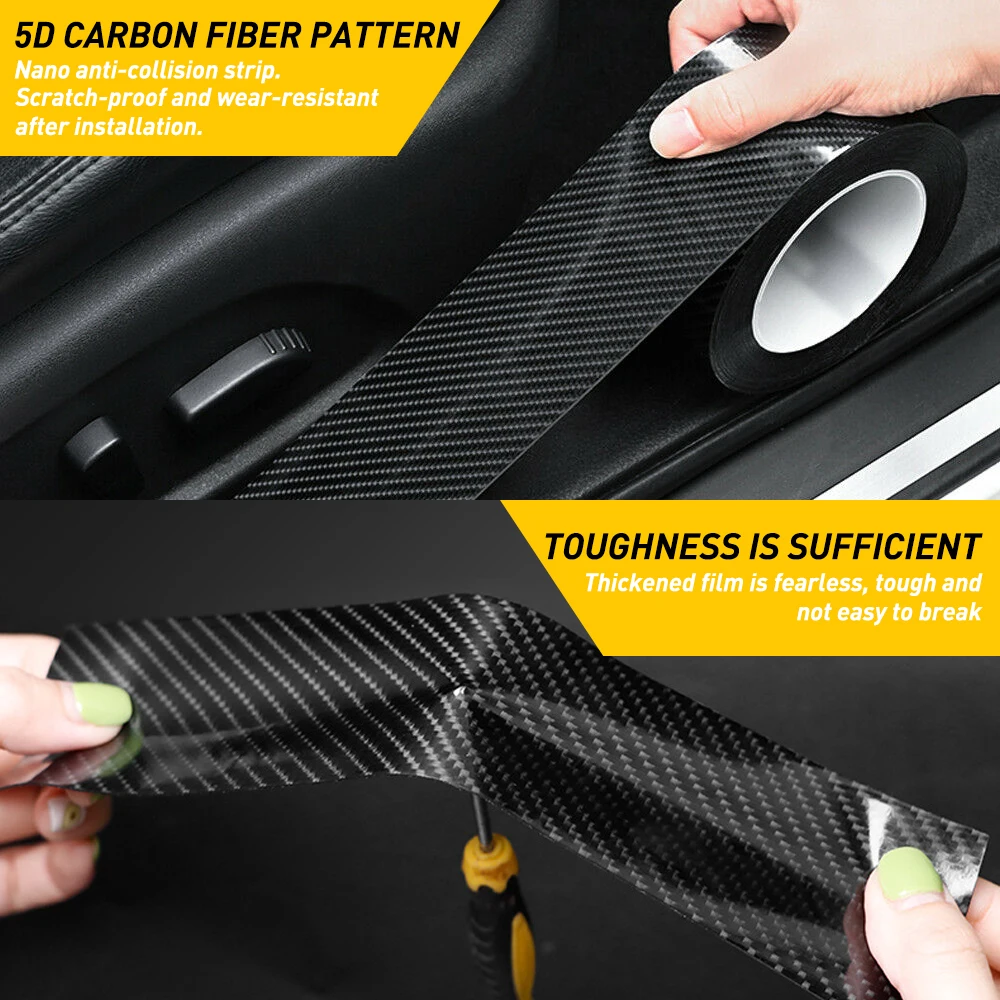 Carbon Fiber Self Adhesive Sticker Car Door Sill Protector Tape For Renault Duster 2021 Clio Megane Logan Laguna Sandero Scenic