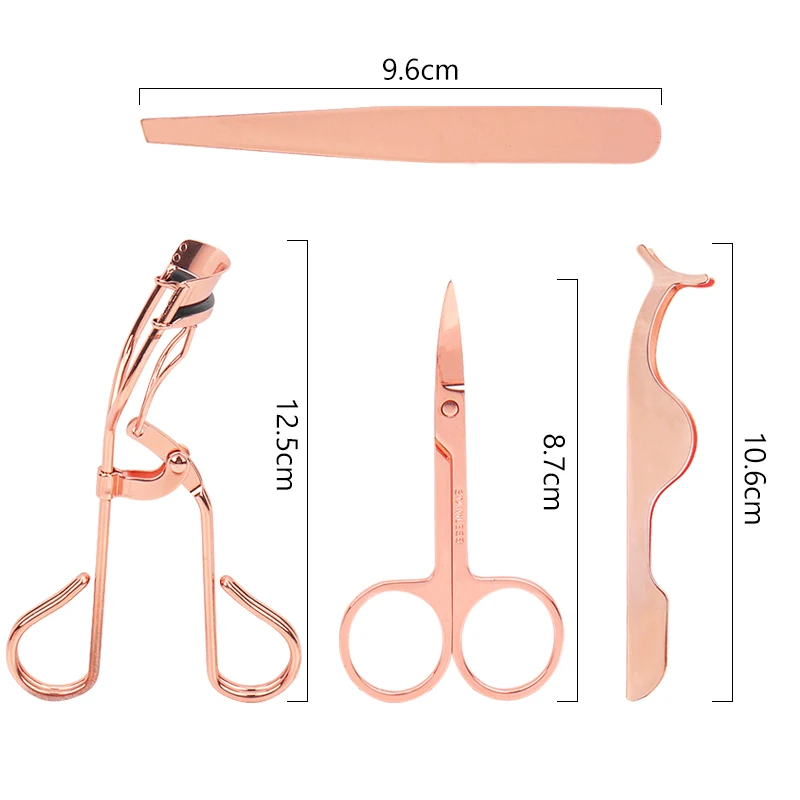 4 Pcs Professional Grafting Eyelash Tool Set Auxiliary Folding False Eyelashes Curler Stainless Steel Tweezer Clip Makeup Tools