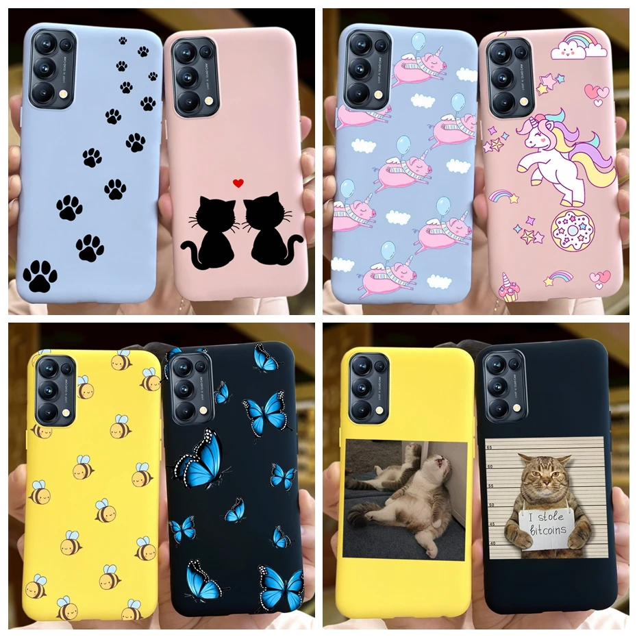 Cartoon Cute Cover For OPPO Reno 5 Case Reno5 Pro Lite Cases For OPPO Reno5 F Reno5Z Reno5K 5G Soft Silicone Phone Shell Bumper