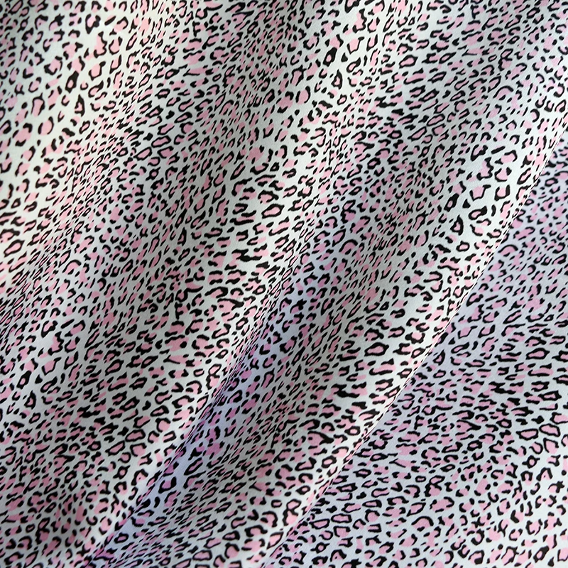 By Meter Small Leopard Print Satin Fabric Scarf Gown Pyjamas Material Lining Africa