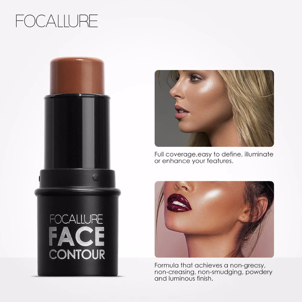 Focallure-عصا تمييز ، 4 ألوان ، ملمس حريري ، كونتور ، إضاءة طبيعية ، مكياج برونزي ، هايلايتر ، شريط مظلل