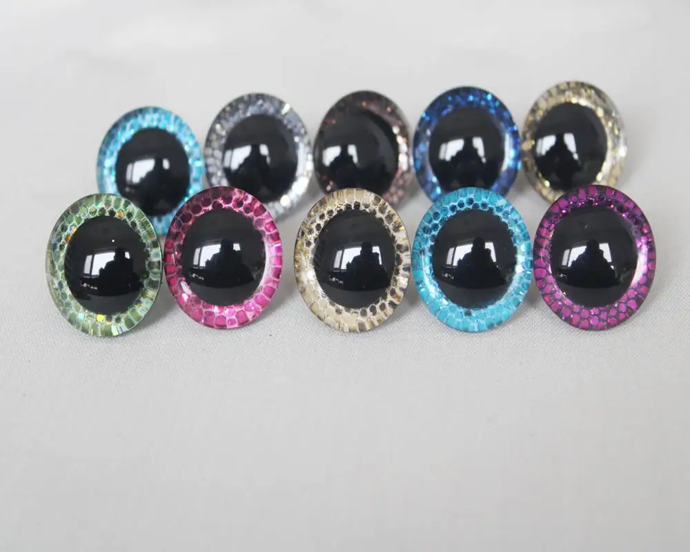 

20pcs/lot SP--new design 14mm 16mm 18mm 20MM 24MM 30MM clear3D plastic safety toy eyes + glitter Nonwovens + washer