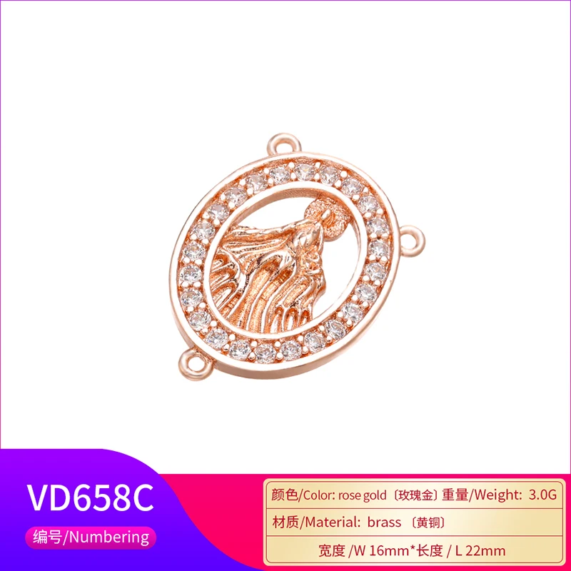 ZUHKOU 16x22mm Delicate crystal statue necklace pendant Connector for women DIY necklace jewelry Accessories making model: VD658