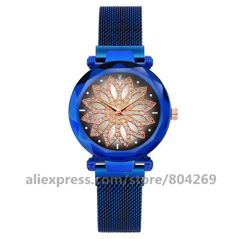 

Wholesale Women's Quartz Watch Alloy Top Luxury Alloy Fashion Watches Magnetic Band Watch Hot Sale Women Flower Watches