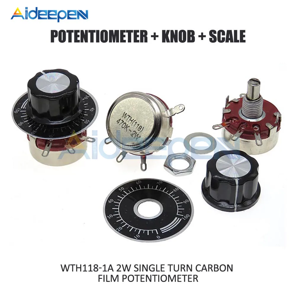 1 комплект WH118 однокатушечный потенциометр из углеродной пленки WTH118-1A 2 Вт 100K 220K 470K 470 Ом набор «сделай сам», потенциометр