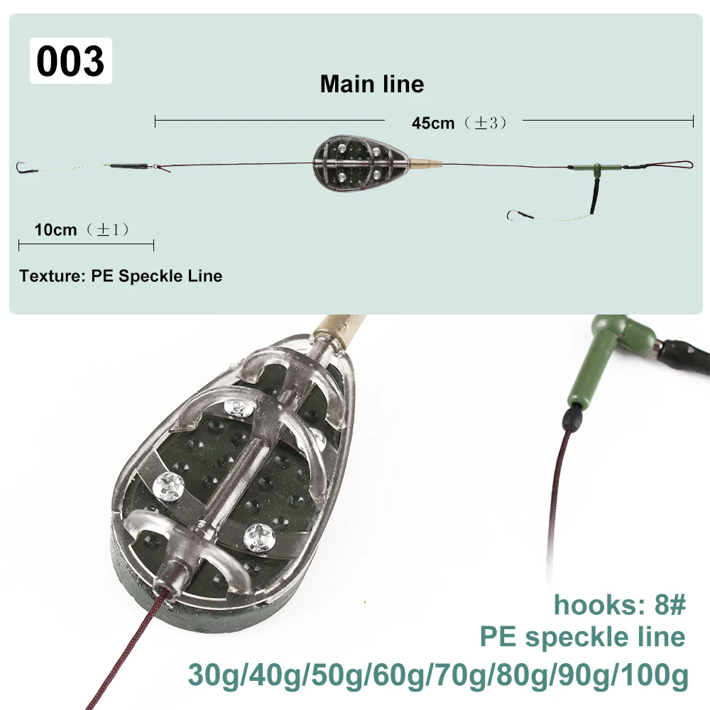 FISH KING 30-100g Carp Fishing Line With Hook Hair Rigs Leader Feeder Metal Bait Cage Sinker Fishing Accessories