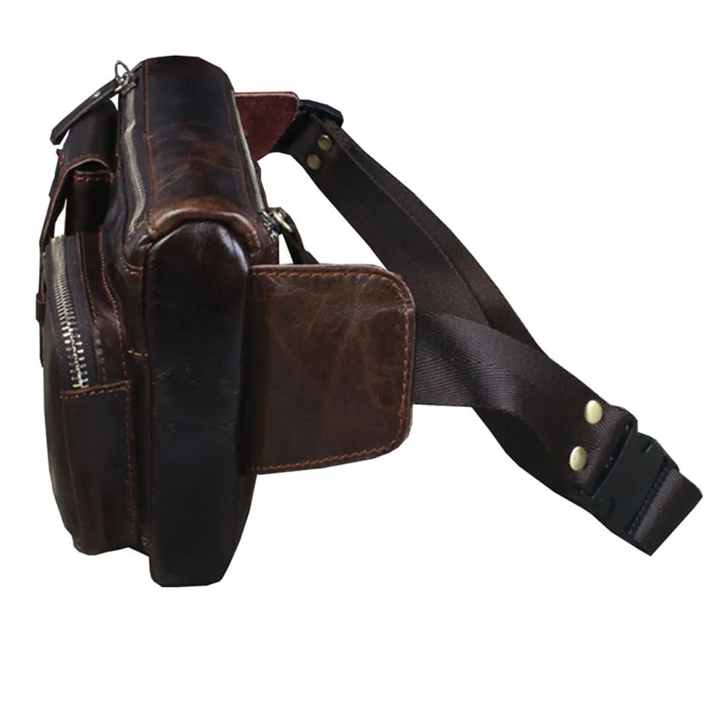 High Quality Real Cowhide Hip Fanny Belt Pack Pouch Single Shoulder Cross Body Bags Men Genuine Leather Bum Waist Chest Bags