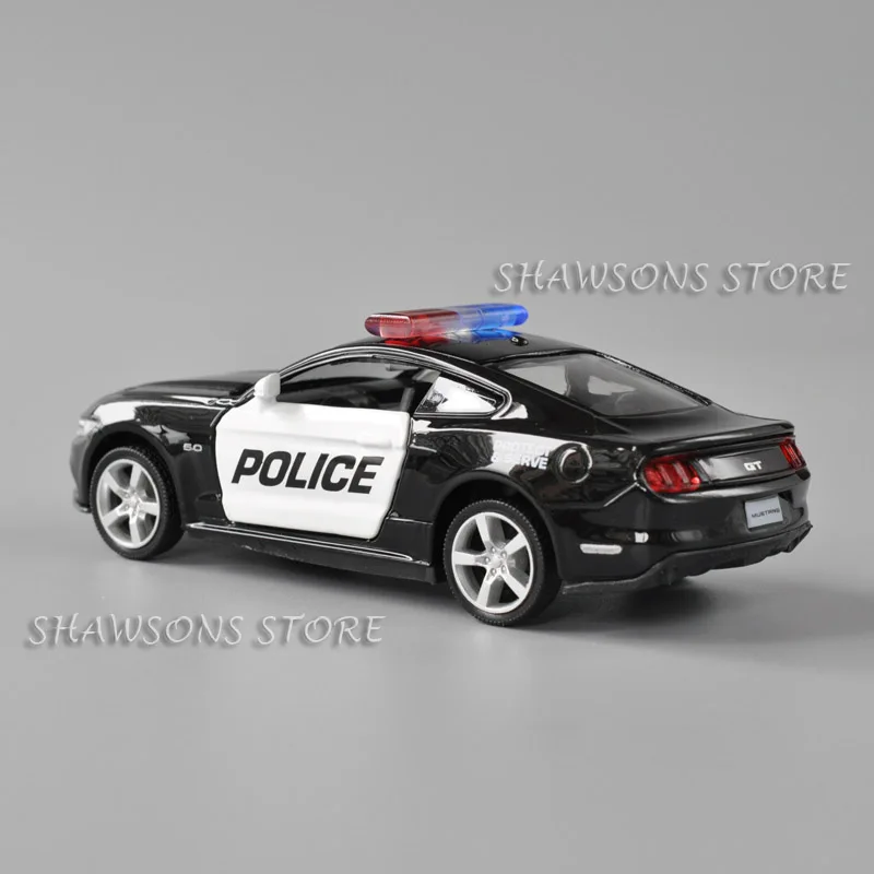 1:36 Diecast Model Car Toy Ford Mustang 2015 Police Patrol Wagon Pull Back Miniature Replica