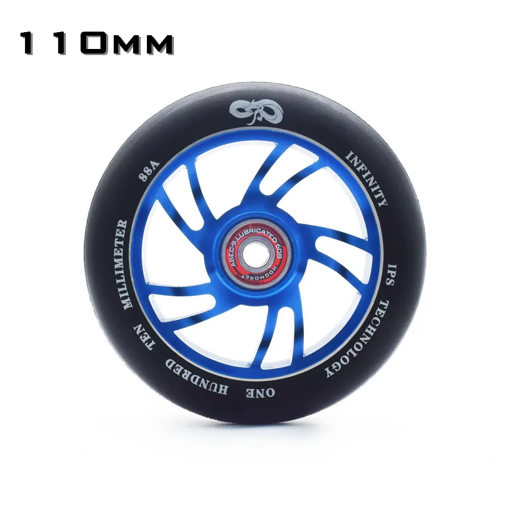 88A 110mm aluminium alloy CNC precise scooter wheel handcart tyre with durable PU heavy ruedas with ABEC-9 bearings 1 piece