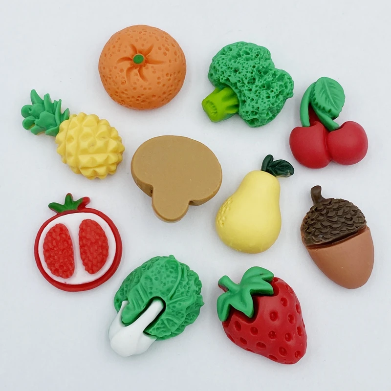 10pcs new resin Mixed fruits and vegetables flat back Cabochon Charm DIY Phone/Craft Decoration Accessories D15