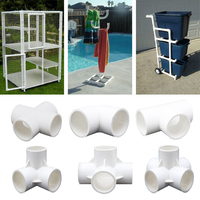 PVC Fittings Corner Cross Elbow 45 90 Degree for Greenhouse Shed Pipe, Tent Connection Tee, Furniture Build Grade, 4 Way, 3/4 \