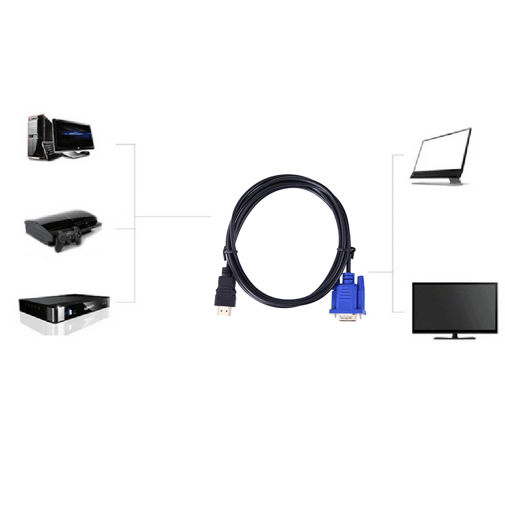 Cavo convertitore da HDMI a VGA HD da 1.8m cavo Audio cavo adattatore Video maschio D-SUB per Monitor per Computer HDTV per PC Laptop TV