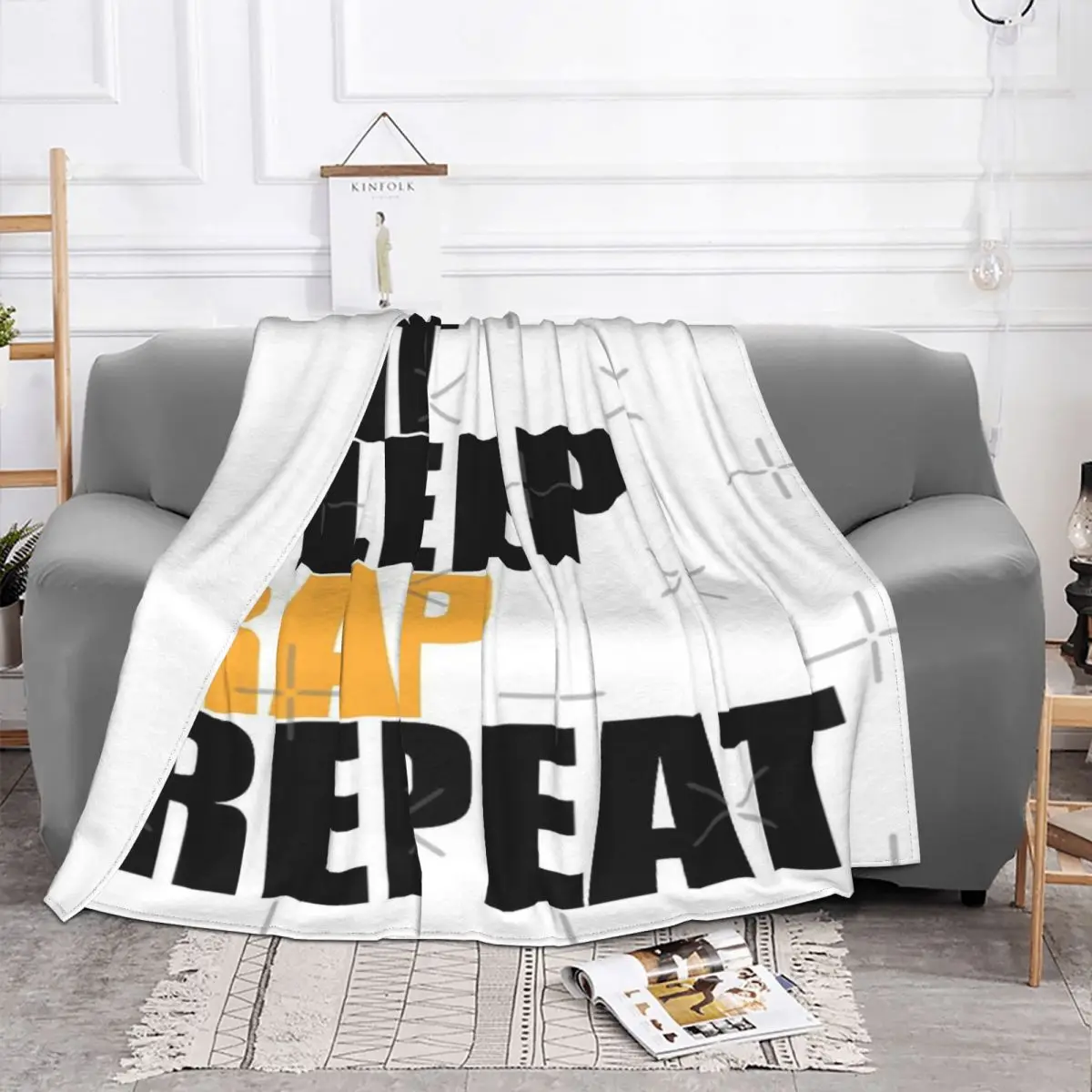 Eat Sleep Rap-manta a cuadros para cama, cubrecama doble, colcha, 220x240