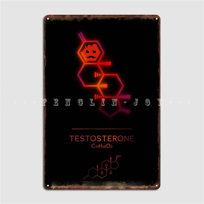 Neon Testosterone Poster Metal Plaque Wall Cave Party Create Poster Tin Sign Poster