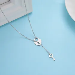Cazador 2024 New Fashion Lock Key Pendant Necklace Stainless Steel Heart Choker Necklaces Women Wedding Jewelry Birthday Gifts