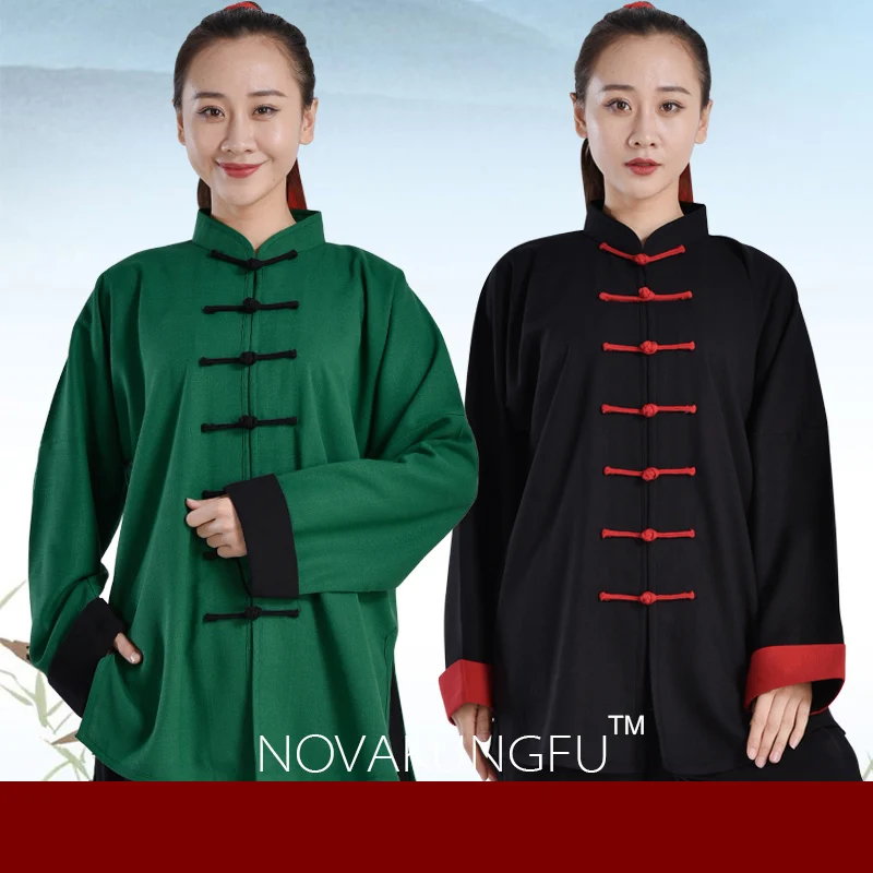 

Women's Elastic Hemp Tai Chi Uniform with Roll-Up Sleeves, Men's Kung Fu Performance Outfit, Chinese Style Tai Chi Clothing