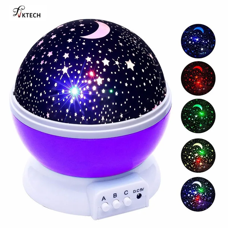 Stars Starry Sky LED Night Galaxy  Projector Moon Lamp Battery USB Bedroom Party Projection Lamp for Children\'s Night Light Gift