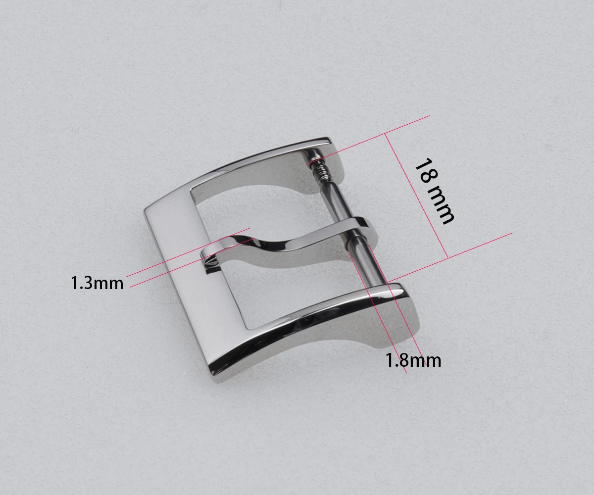 Cronos Watch Parts Stainless Steel Tongue Buckle for Straps  Polished 18 mm 20mm 1.4 with Spring Bars