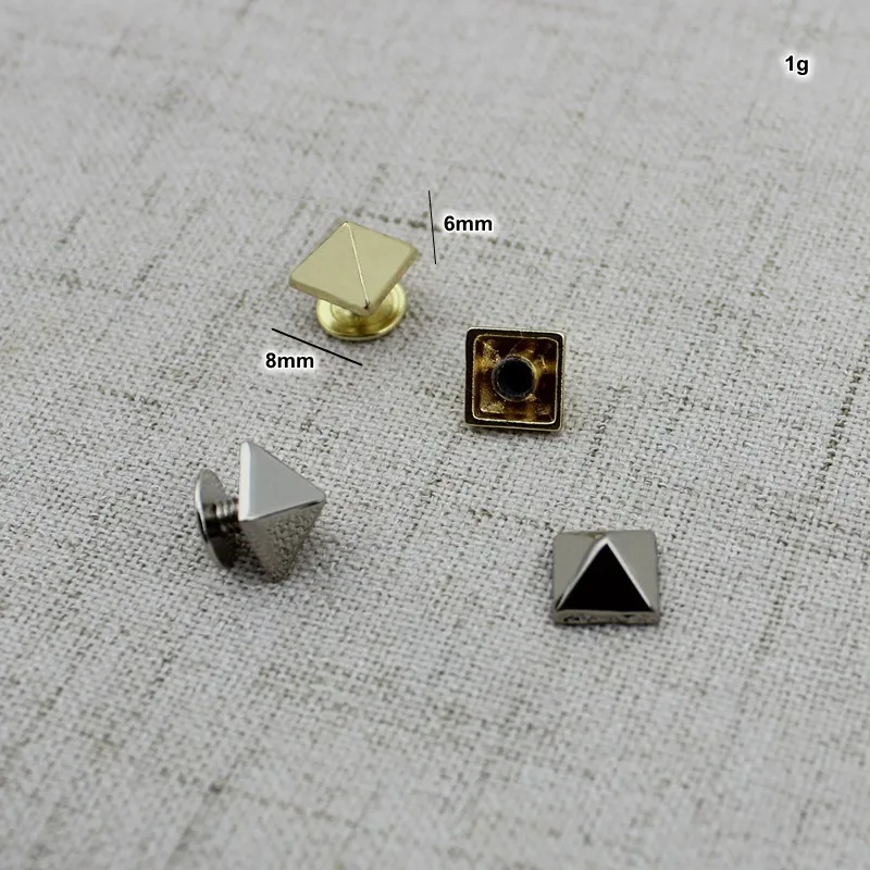 50pcs 10pcs 8mm Copper metal screw type pyramid rivet bag studs perforated copper rivet button