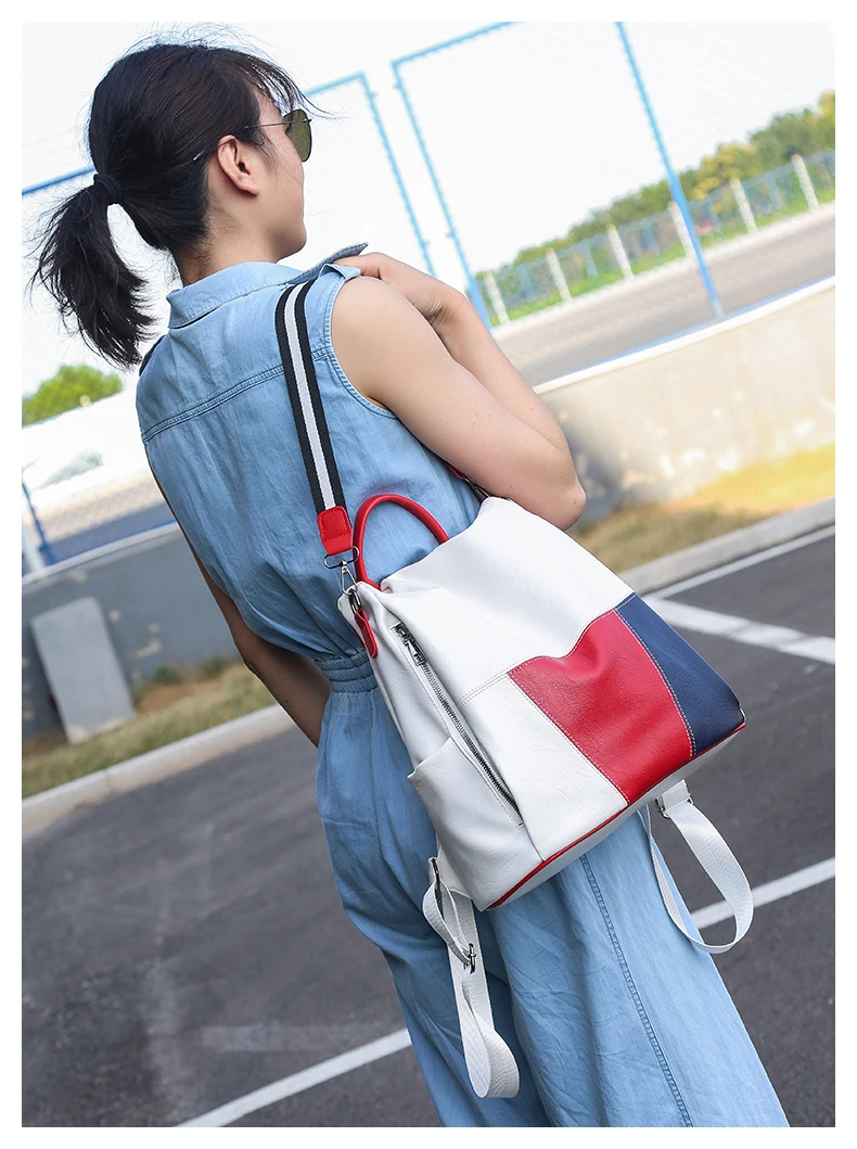 Multifunctional Backpack Women Leather Backpacks Female White School Bags For Teenage Girls Shoulder Bag Travel BackPack Mochila