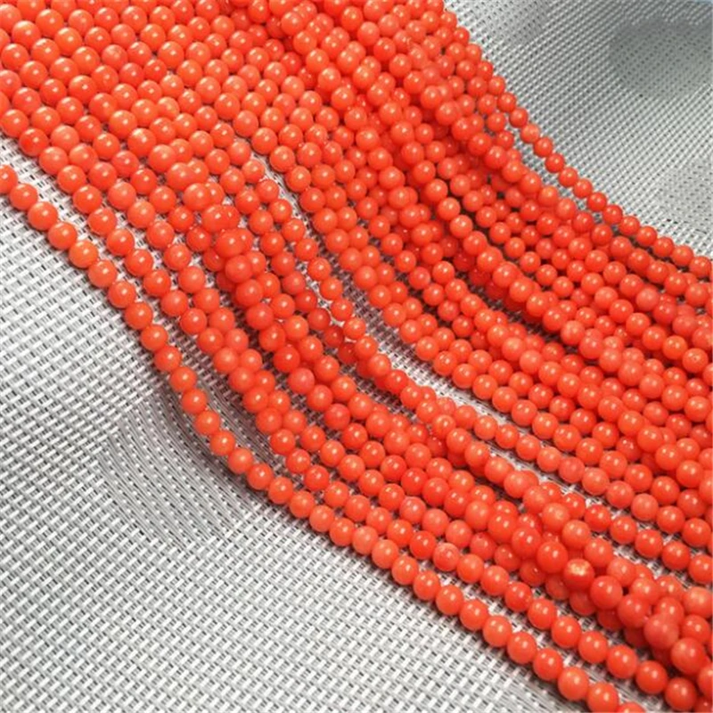 Natural Red Coral Bead Round Shape Small Hole Beads for Women Jewelry Making DIY Necklace Bracelet Accessories 2 3 4 5 6 7mm