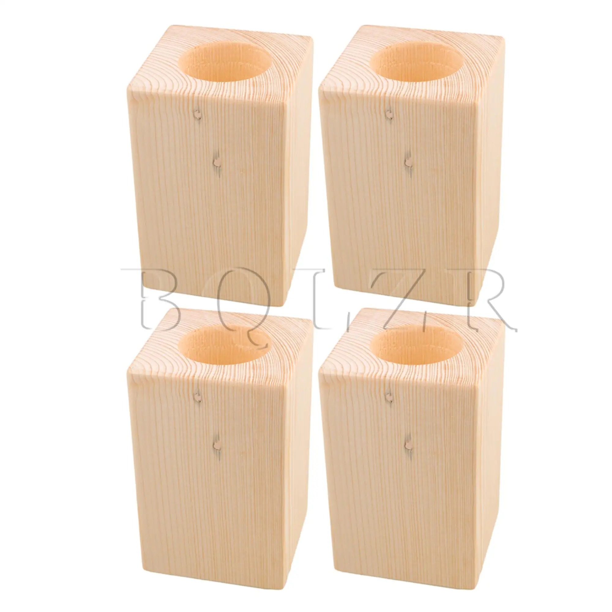 

4x BQLZR 13.5x8.5x8.5cm Wood Table Desk Bed Riser Lift Furniture Lifter Storage for 5CM Dia Round Feet Up to 10CM Lift