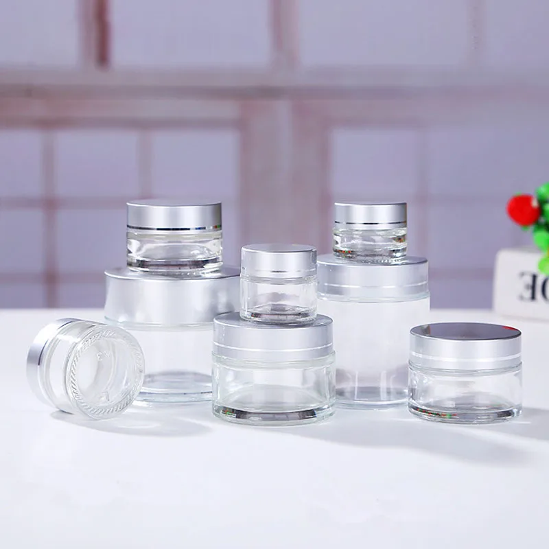 1pcs 5g 10g 20g 30g 50g Portable Empty Clear Glass Jar Pot Cosmetic Containers Lotion Sample Bottles Travel Ointment Cream Box