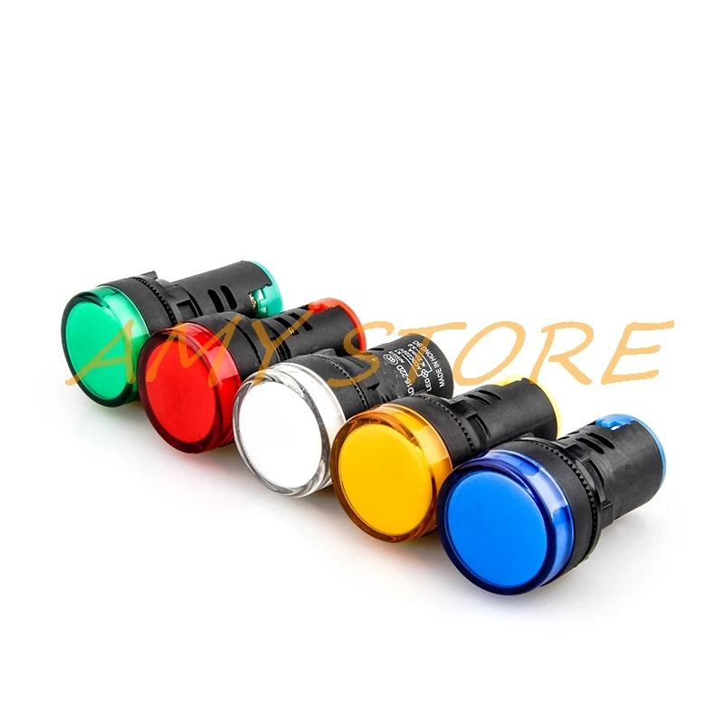 5Pc 22mm AD16-22DS 표시기 파일럿 신호등 램프 전원 작업 6.3V 12V 24V 36V 48V 110V 220V 380V 빨간색 파란색 녹색 노란색 흰색