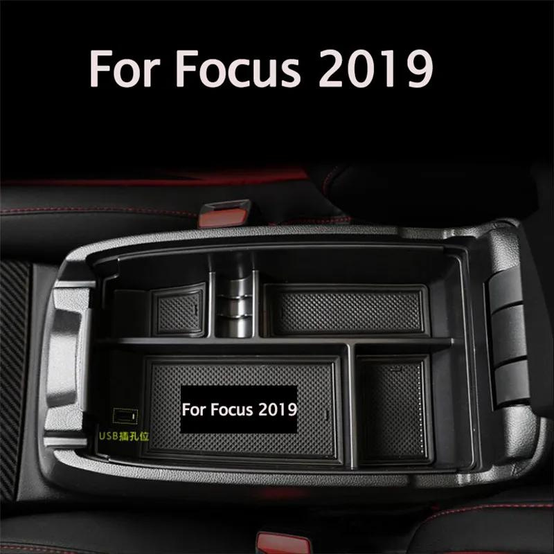 Car Styling akcesoria dedykowane zmodyfikowany centralny podłokietnik pole Taca schowek na rękawiczki palet przypadku dla Ford Focus 4 MK4 2019