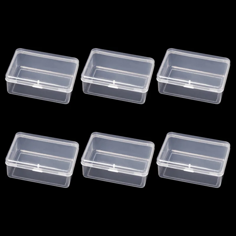 6PCS Clear Lidded Small Plastic Box For Trifles Parts Tools Storage Box Jewelry Display Box Screw Case Beads Container