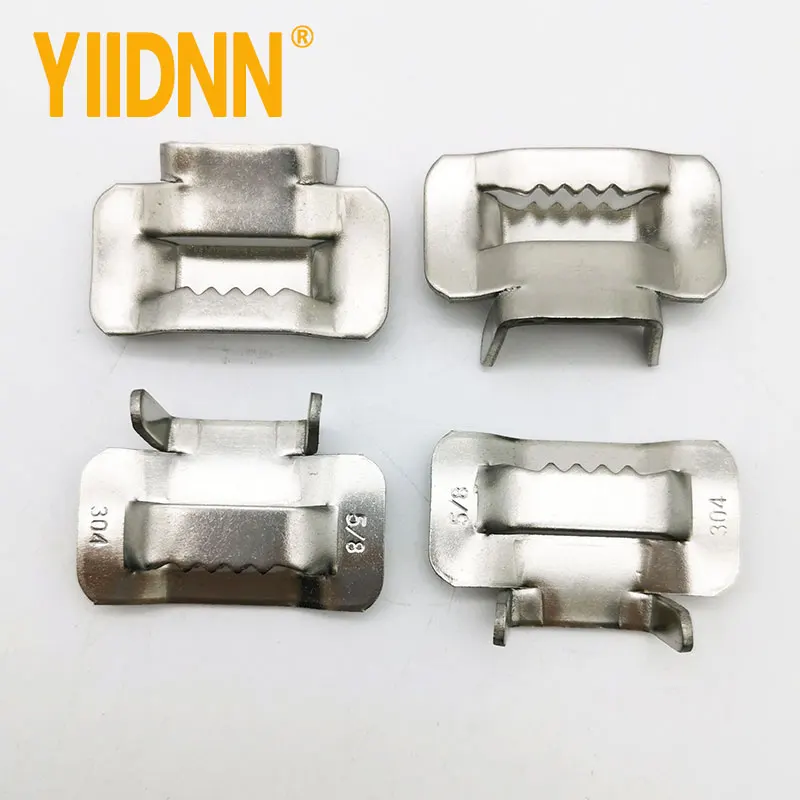SUS304 หัวเข็มขัดสแตนเลส,หู Lokt หัวเข็มขัดสำหรับ 5/8 "ความกว้างแถบ,ท่อ,wing Seal สำหรับสายรัด,100 PCS ต่อกล่อง