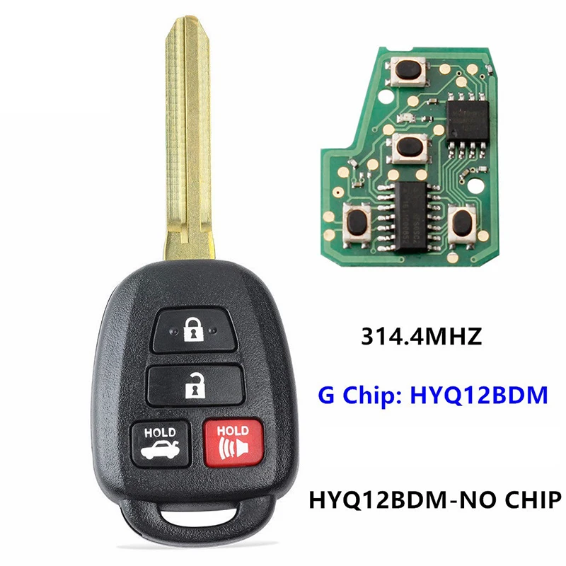 

CN007100 Aftermarket 4 Button Remote Car key For Toyota Camry Corolla 2012-2017 With 314.4MHz G Chip Optional HYQ12BDM