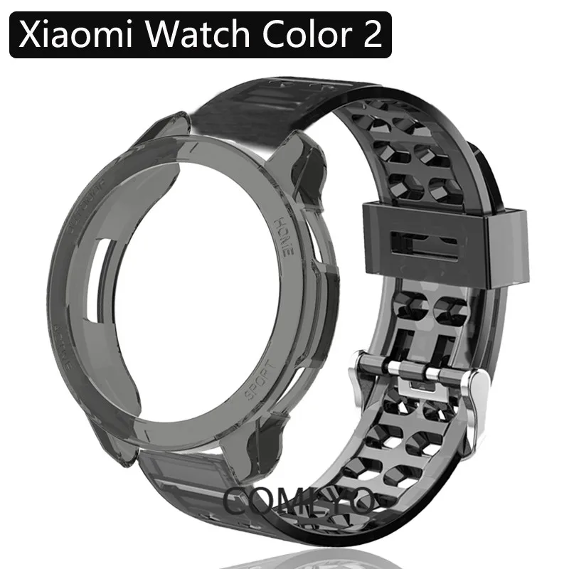 For Xiaomi mi watch Color 2 S1 Active Strap TPU Soft Band Clear Band Transparent Bracelet Case Cover TPU Protective Shell Bumper