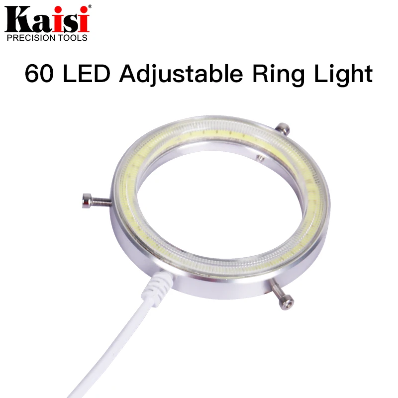 Kaisi-Anillo de luz LED ajustable ultrafino, lámpara iluminadora para microscopio de ZOOM estéreo, enchufe USB, 60 LED