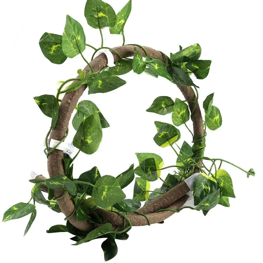 1Pcs/220cm Reptile Vine Leaves Reptiles Terrarium Decor Lizard Chameleons Habitat Climbing Rest Artificial Plants Vine Leaves