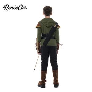 Renecho Robin Hood Kinderkostüm Jungen Prince of Thieves Archer Green Kostüm Fantasy Kleid Halloween Kostümkleidung 8 Green Arrow -Cosplay -Verkauf - №2