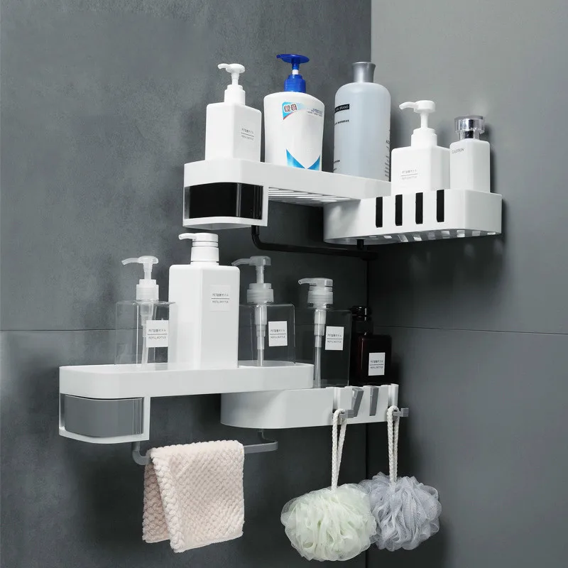 Toilet storage rack, bathroom rack, traceless rotating storage rack, wash rack, flat angle triangle storage rack