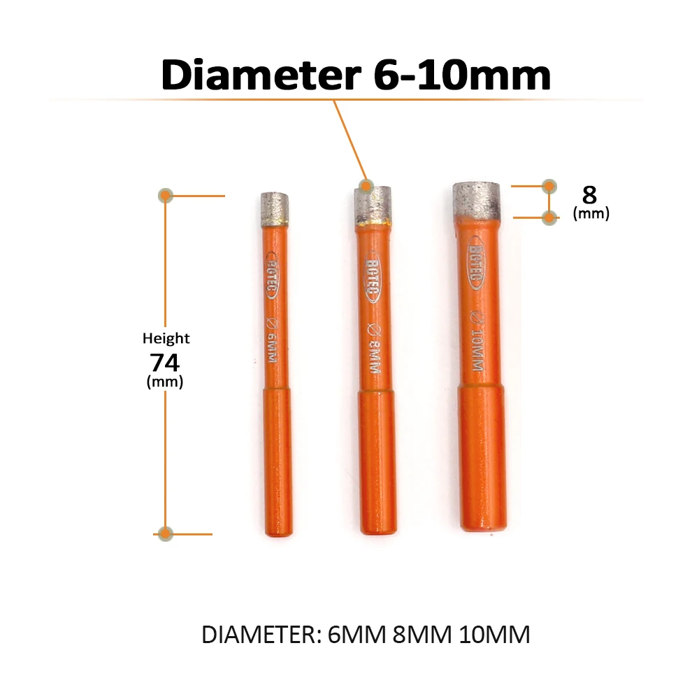 BGTEC 10Pcs เส้นผ่านศูนย์กลาง10มม.รอยต่อเพชรเจาะ Core Bits (เปียก) m14สำหรับเจาะหินแกรนิตและเบญจมบพิตร Hole Saw