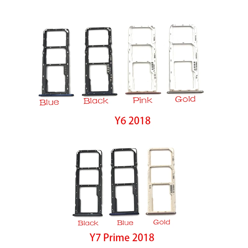 

10Pcs/Lot, SIM Card Slot SD Card Tray Holder Adapter For Huawei Y6 Y7 Prime Y9 2018 SIM Tray Replacement Spare Parts