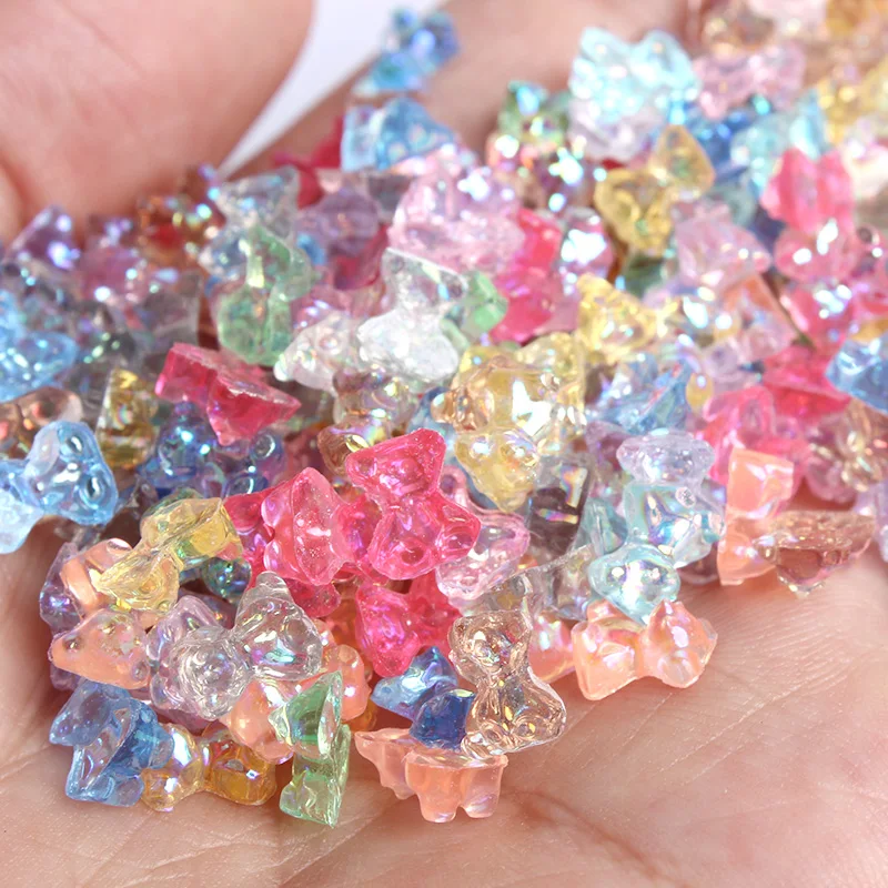 30pcs/lot Cute Cartoon Resin Small Bear Nail art Decoration 3D nails rhinestone Jewelry Accessories Manicure Charms