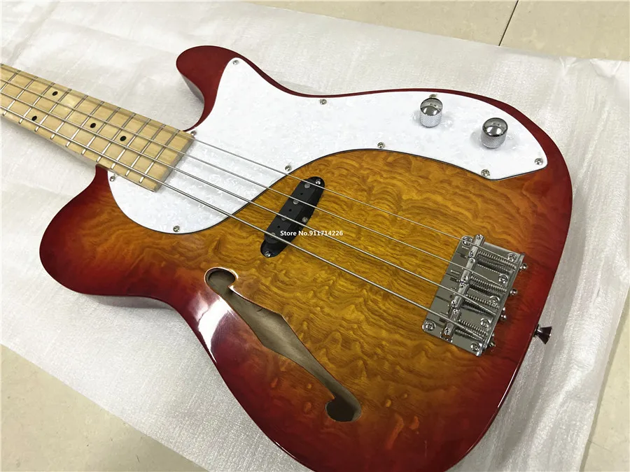 High quality customized version of 4-string electric bass F hole mandshurica veneers can be customized free shipping