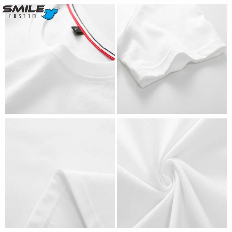 SMILE Summer Comfortable Cotton T-shirt Customize Logo Team Casual Round Neck Short Sleeve Tees Printed Personalize Pattern Text