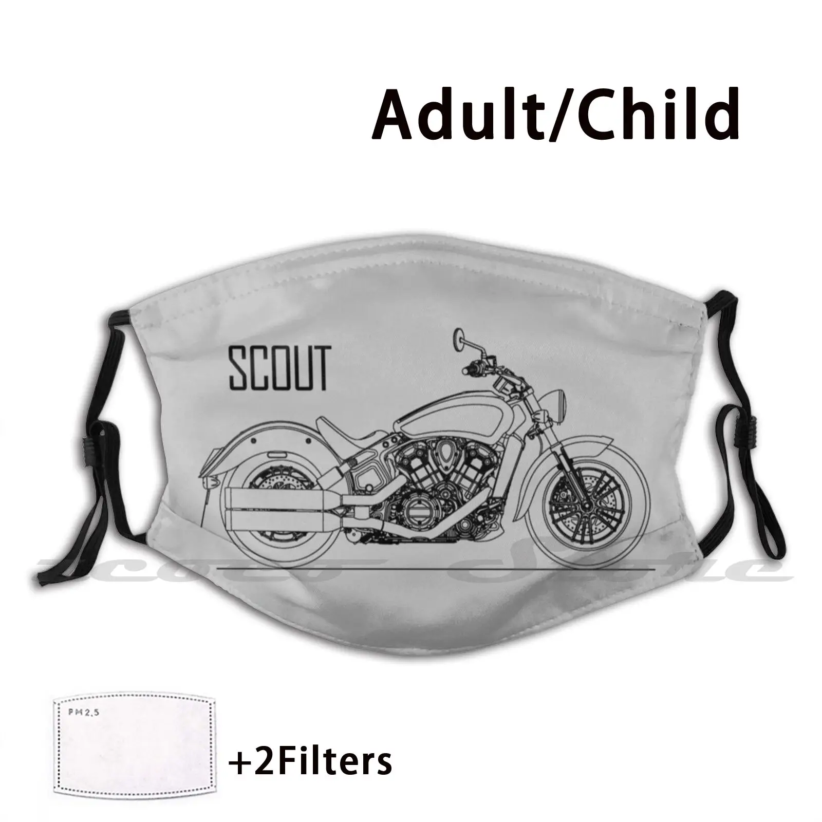 The Scout Motorcycle Washable Trending Customized Pm2.5 Filter Mask Motorcycle Motorcycle Blueprint Chief Chief Motorcycle