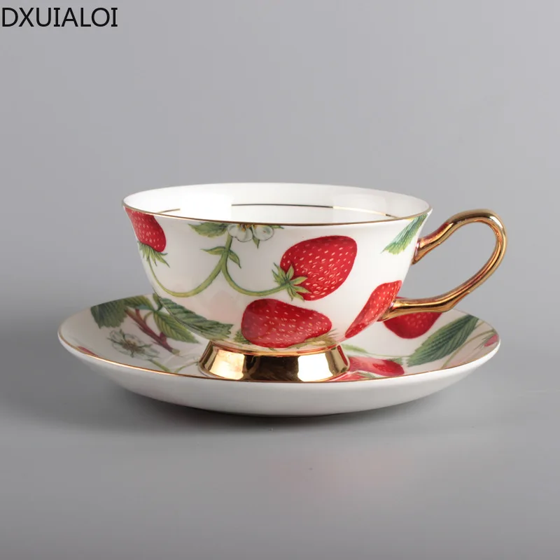 European style coffee cup and saucer English pastoral fashion afternoon tea high bone china ceramic cup tea cup 200ML DXUIALOI