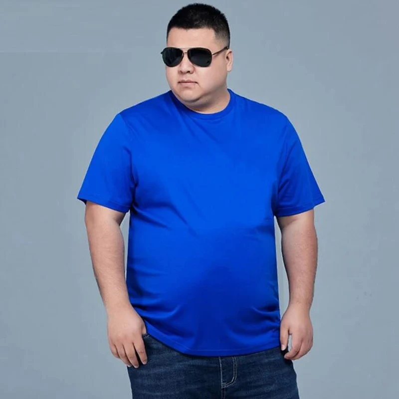 Summer Men Cotton T-shirt Short sleeve Plus size 4XL 8XL 10XL 12XL 14XL 15XL Home Wear Oversize Fat Tshirt Tees Tops Loose Blue