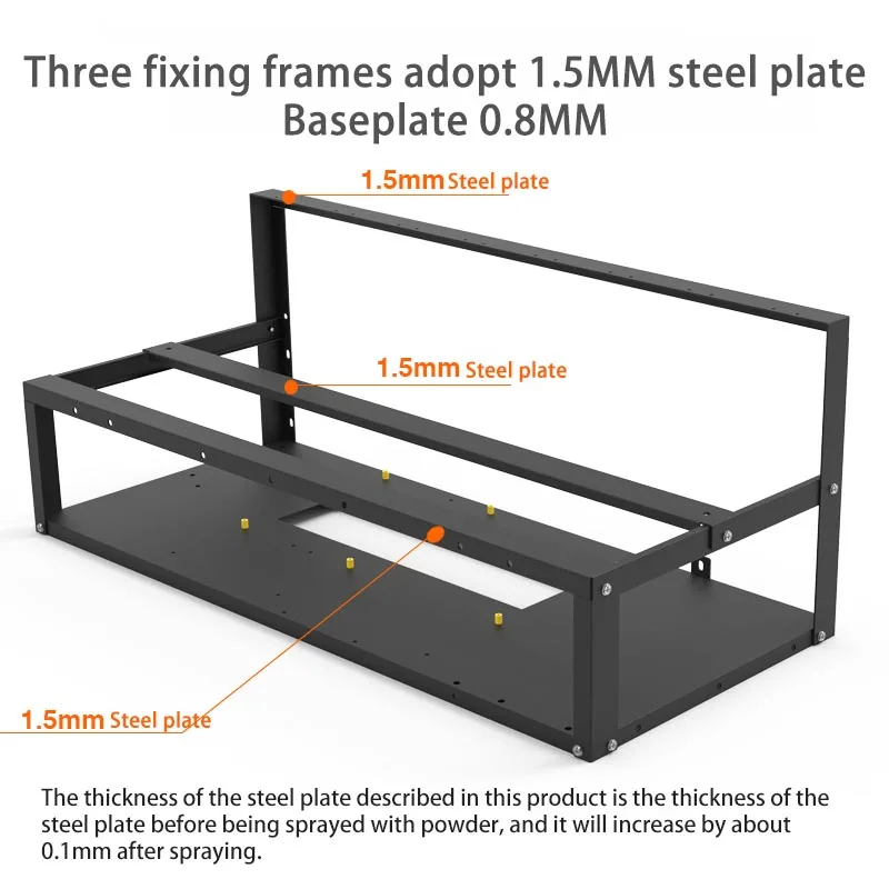 Graphics Card Holder Rack Open 6 Card 8 Card Bracket Rack Black Steel Graphics Card Bracket Computer Components
