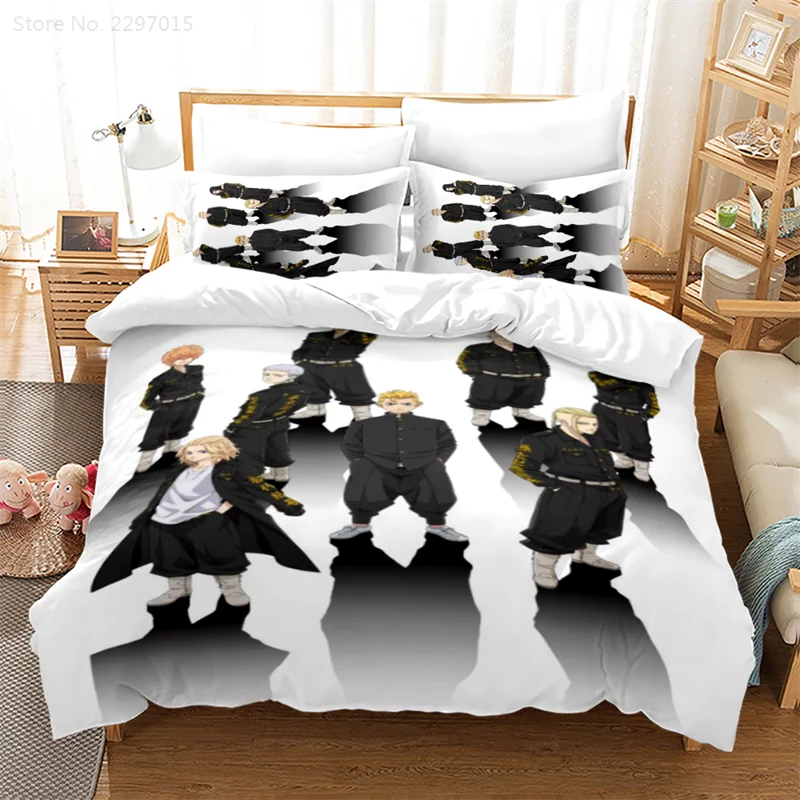 Tokyo Revengers Bedding Set Queen Size Duvet Cover Set Quilt Covers Pillowcase Sano Manjirō Hanagaki Takemichi Anime 3d For Home