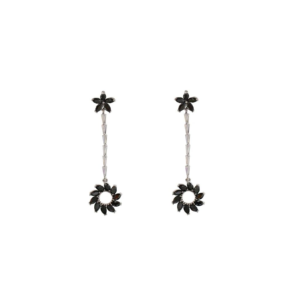 LANFLORA Trendy black zircon women earrings for birthday gift copper alloy earrings cheap factory shop earrings wholesale price