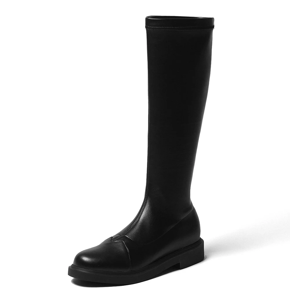 Thick-Soled Round-Toe Square Heel High-Tube Stretch Boots Inner Heightening Sleeve Knee-Length Boots Warm Women's Shoes