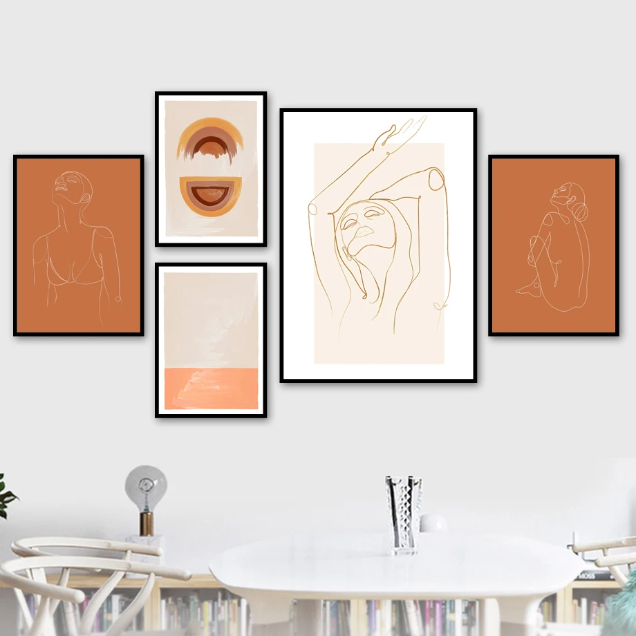 

Girl Line body Geometry Curve Abstract Wall Art Canvas Painting Nordic Posters And Prints Wall Pictures For Living Room Decor